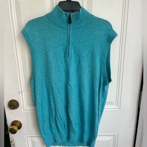 Southern Tide Men’s Medium Aqua Knit Half-Zip Pullover Sweater vest 🐠 logo